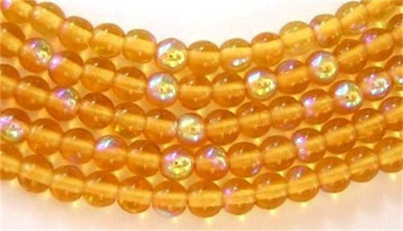 100 Topaz AB Faceted Czech Glass Beads 4MM 100 Topaz AB Faceted Czech Glass Beads 4MM
