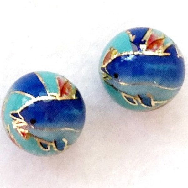 NEW Pair JAPANESE TENSHA Beads Sweet Diving Dolphins 12mm