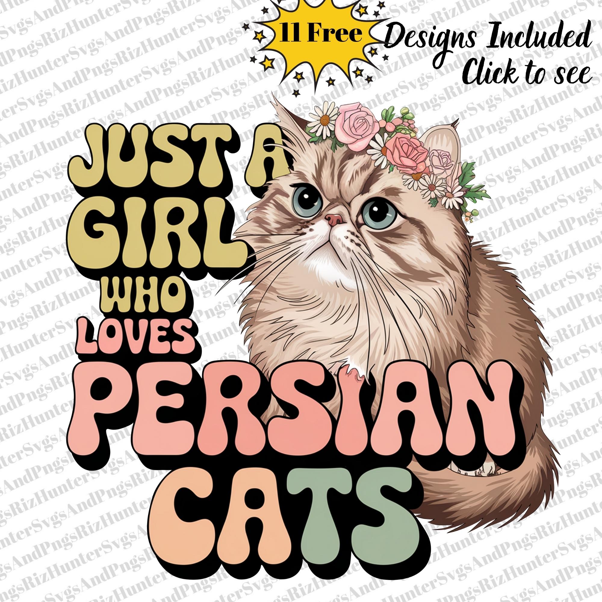 【直筆ペルシャネコ原画】作者サイン入り　貴重な肉筆画です！ ペルシャ猫好き PNG：レトロな女の子デザイン（デジタルダウンロード