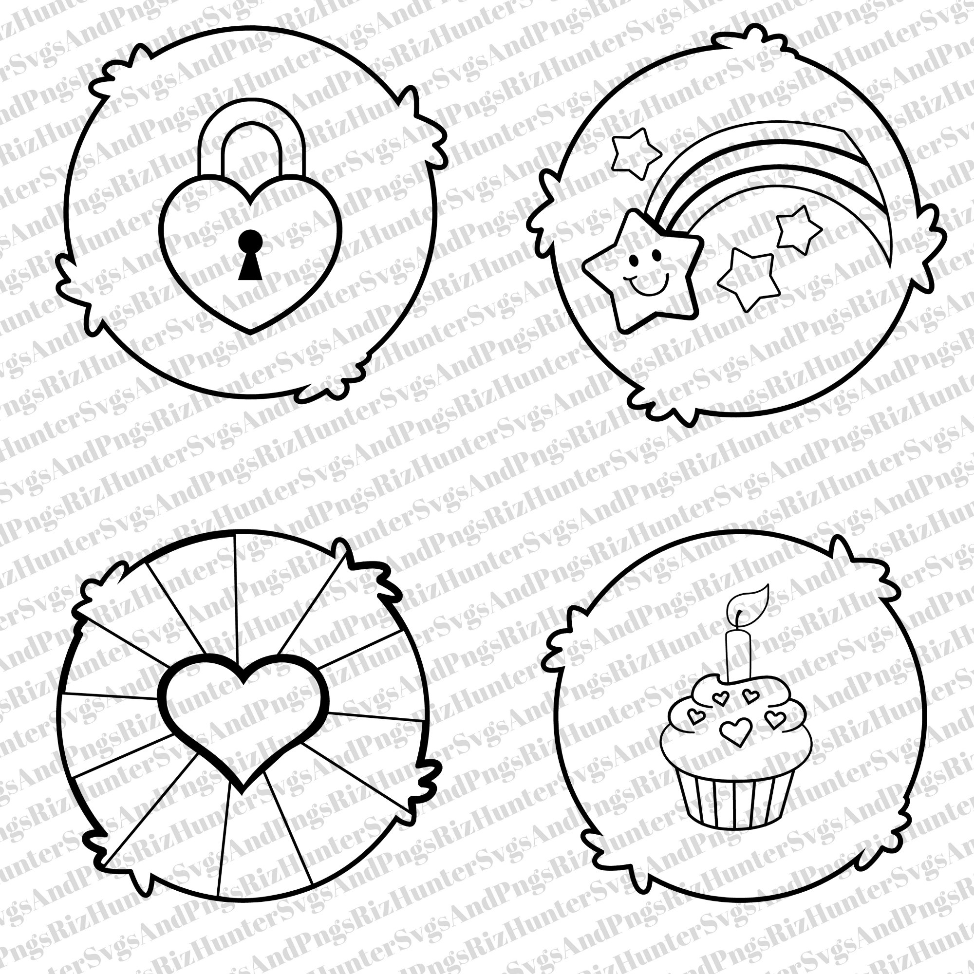 42 Care Bears Belly Badges Outlines SVG PNG Bundle Care Bear Belly Badges T Shirt Designs Cut ...