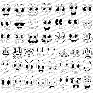 Cartoon Face Gestures Clipart Bundle: SVG, PNG Cut Files