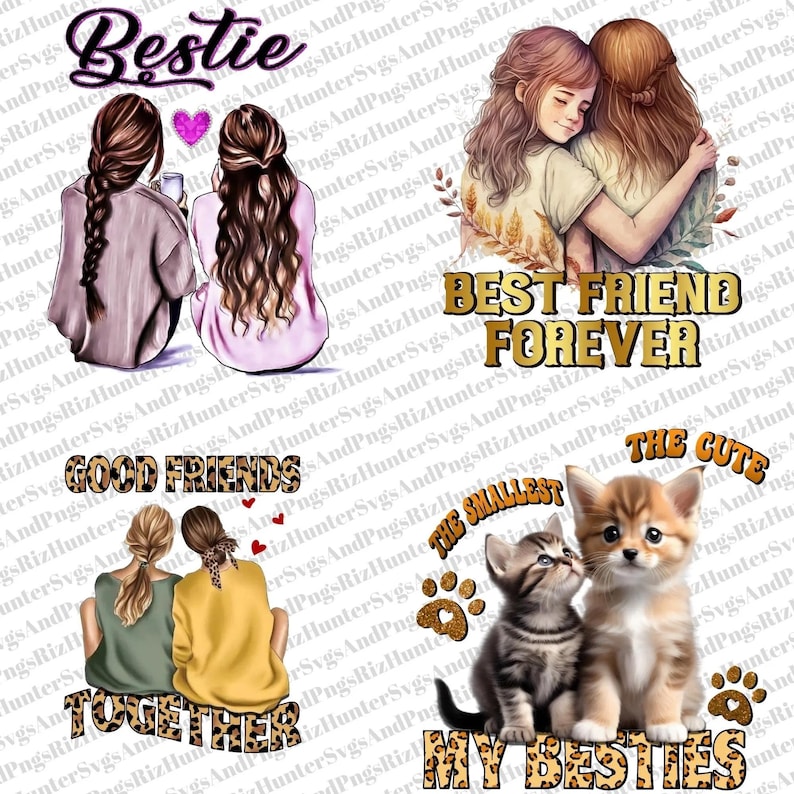 Best Friends PNG | Cute Bestie Design | Fashion Girls Digital Download ...