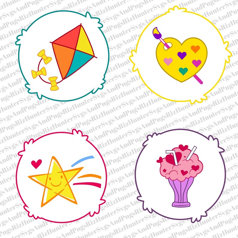 42 Care Bears Belly Badges SVG PNG Bundle Care Bear Belly Badges T Shirt Designs Cut Files for ...