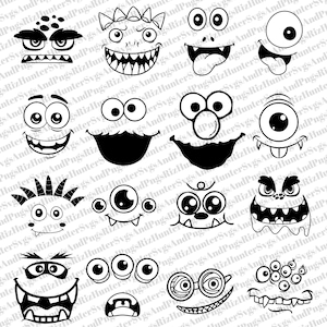 Pacote de rostos de monstros SVG PNG: arquivos Cricut Cut