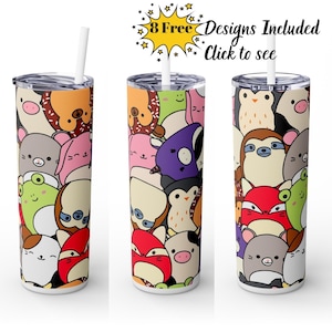 Squishmallow Girl 20 oz Skinny Tumbler Wrap Squishmallow Girl Sublimation animal Cute Kawaii Squishmallow style png digital download
