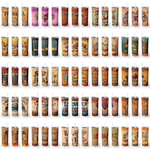 25 New Fall Autumn Thanksgiving Bundle PNG 20 oz Skinny Tumbler Wrap Sublimation Leaves Pumpkin Orange Fall Vibes Cozy Season Leaf Instant