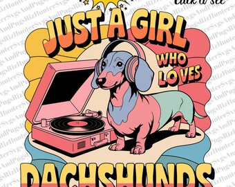 Retro Dachshund Girl PNG | Dog Lover Clipart (Digital Download)