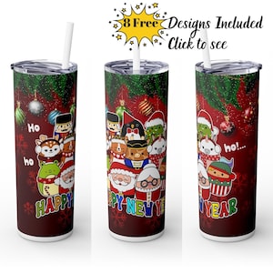 Squishmallow Girl Happy New Year Tumbler Wrap: Kawaii Animal Sublimation (Digital Download)