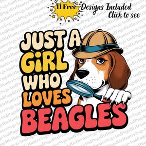 Beagle Dog PNG | Just a Girl Who Loves Beagles | Cute Dog Lover Clipart | Pet Digital Download perfect for T-shirts mugs tote bags stickers