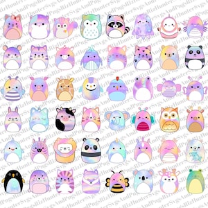48 Squishmallow glitter animais sublimação PNG clipart novos designs de pacote imagens de pacote em fundo transparente sublimação para aniversário