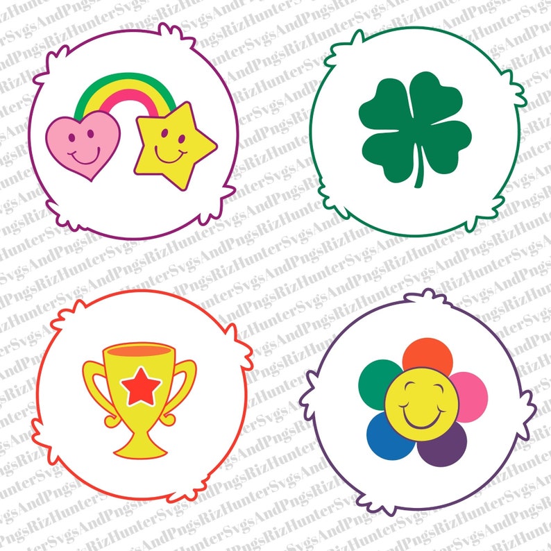 42 Care Bears Belly Badges SVG PNG Bundle Care Bear Belly Badges T Shirt Designs Cut Files for ...