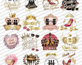 Bridesmaid PNG Design Bundle: Bachelorette Party Clipart (Digital Download)