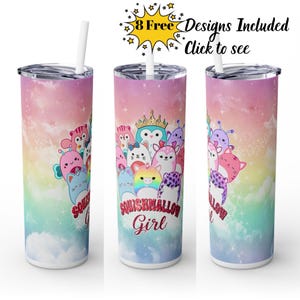 Squishmallow Girl 20 oz Tumbler Wrap: Glitter Sublimation (Digital Download)