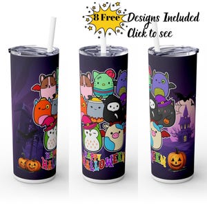 Squishmallow Girl Halloween 20 oz Skinny Tumbler Wrap Squishmallow Girl Sublimation animal Cute Kawaii Squishmallow style png download