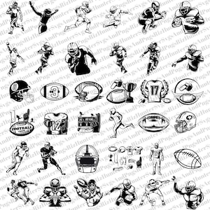 36 clipart di football americano SVG PNG File di taglio per cricut Bundle File di silhouette per la stampa di ornamenti degli amanti del football americano