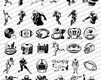 American Football Clipart Bundle: 36 SVG PNG Cut Files (Digital Download)