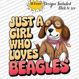 Beagle Dog PNG | Just a Girl Who Loves Beagles | Cute Dog Lover Clipart | Pet Digital Download perfect for T-shirts mugs tote bags stickers