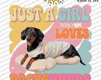 Retro Dachshund Dog Lover PNG Clipart: T-shirts, Mugs (Digital Download)