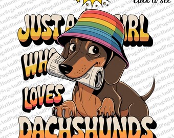 Retro Dachshund Girl PNG | Dog Clipart (Digital Download