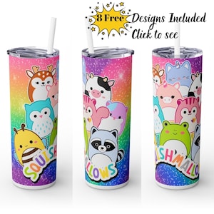 Squishmallow Girl 20 oz Skinny Tumbler Wrap Squishmallow Girl Sublimation animal Cute Kawaii Squishmallow style png digital download