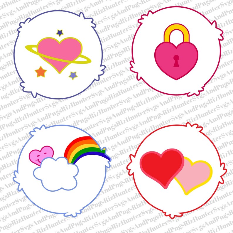 42 Care Bears Belly Badges SVG PNG Bundle Care Bear Belly Badges T ...