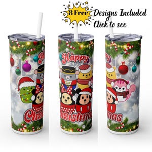 Squishmallow Christmas Tumbler Wrap: Kawaii Animal Sublimation (PNG Download)