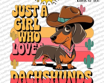Dachshund Dog PNG: Retro Cowboy Clipart (Digital Download)