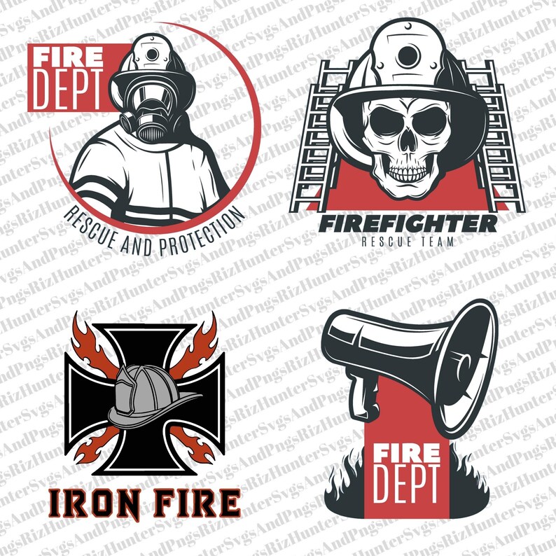 42 Firefighter Logo Bundle: Fire Dept Emblems PNG SVG - Etsy