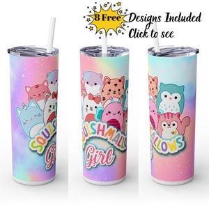 Squishmallow Girl Tumbler Wrap: Kawaii Animal Sublimation (Digital Download)