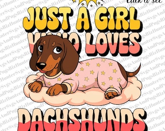 Retro Dachshund Girl PNG | Dog Lover Clipart (Digital Download)