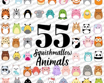 55 Squishmallow Animals Clipart: PNG SVG Cricut Designs (Digital Download)