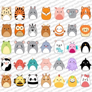 35 Squishmallow Tiere Clipart: PNG SVG Cricut Designs (digitaler Download)