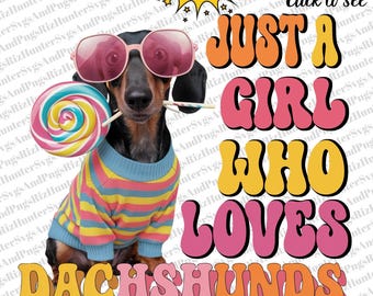Retro Dachshund Dog Lover PNG Clipart: T-Shirt Design (Digital Download)