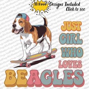 Perro Beagle PNG / Solo una chica que ama a los beagles / Lindo clipart para amantes de los perros / Descarga digital de mascotas perfecta para camisetas, tazas, bolsas de mano y calcomanías
