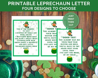 Leprechaun Letter Printable PNG, Shamrock Note, Digital St Patrick's Day Template Digital Download, Instant Download