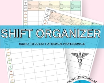 Nurse Shift Organizer | Nurse Report Sheet | Hourly To Do List for Nursing Students | Clinical Rotation and Residency Resource