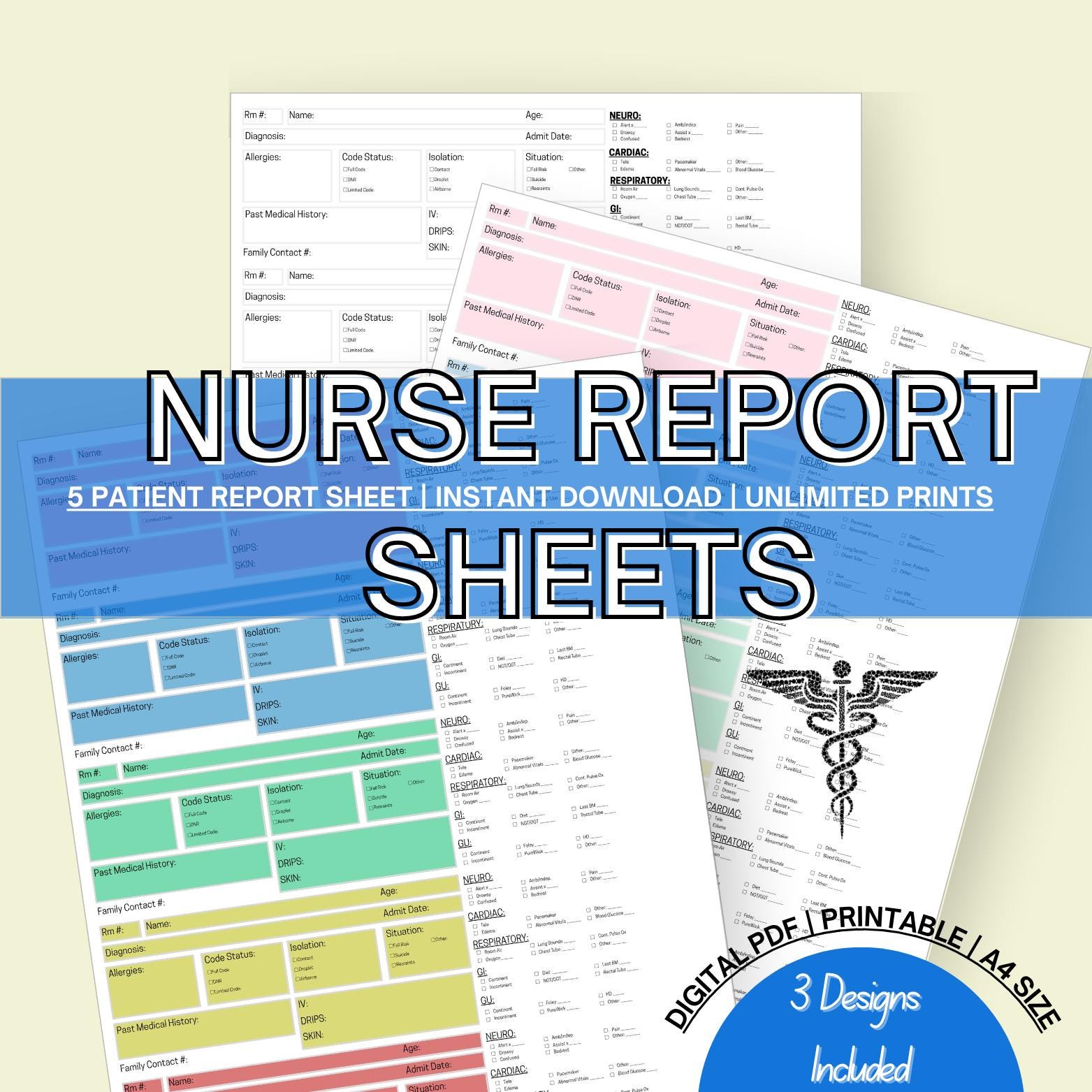 Nurses Wing Rotation Tracker Example 5 Patient Report Sheet for Nurses, Nurse Report Sheet for Medsurge Tele ...