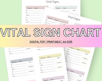 Comprehensive Vital Signs Sheet,  Printable Vital Sign Tracker and Log Sheet, Vital Sign Tracker, Vital Sign Chart, Monitoring Vital Signs