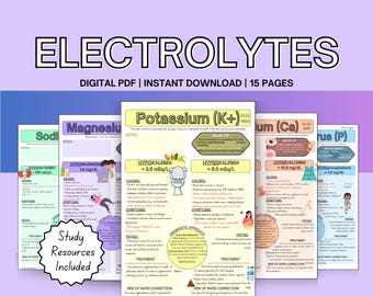 Fluid Balance Electrolyte Nursing Notes Study Guides - Etsy
