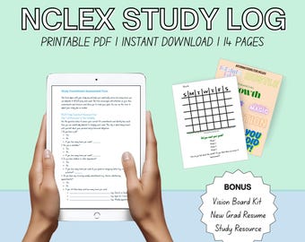 NCLEX Study Planner, New Grad Nurse Resume, Vision Board (Digital Download)