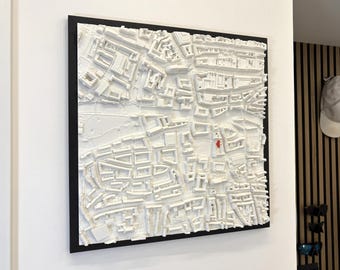 Personalized wedding gift | 3D city map with coordinates in a frame
