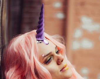 Unicorn Horn Headband Costume Cosplay 3D Printed Dark Purple Adjustable Fits all sizes Fantasy Dress up Mythical Creature MTcoffinz
