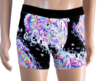 Mens Rave Shorts Acid Trip UV Reactive Booty Shorts Pole Dance Fitness Festival Outfit Raver Festival Man EDM MTcoffinz
