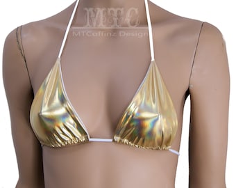 Beauty angel shiny gold bikini