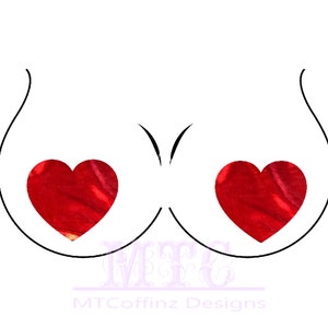 Red Valentines Metallic Foil Shiny Heart Pasties Nipple Covers Body Stickers Unisex Rave Festival Dance Stick On MTcoffinz