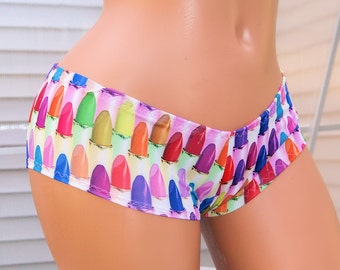 Neon Rainbow Lipstick Boy Booty Shorts Adult XS XSmall- MTCoffinz - Ready to Ship