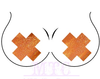 Orange Holographic Glitter X Pasties Nipple Covers Body Stickers Unisex Rave Festival Dance Stick On MTcoffinz