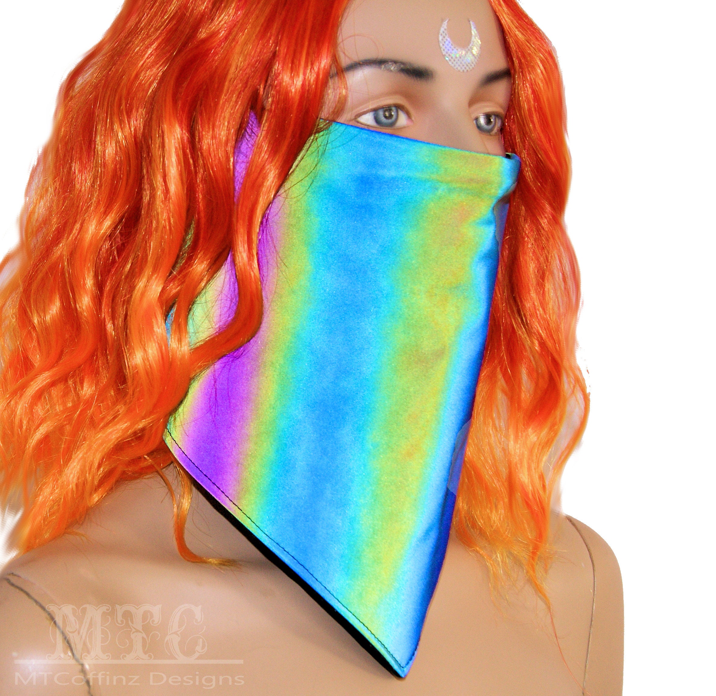Rainbow Reflective Rave Mask Festival dust mask bandit mask Etsy