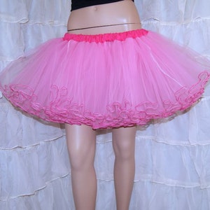 Sewn Tutu Pastel Pink and Fuchsia Piped Costume tulle cosplay costume Crinoline Skirt MTCoffinz --- Adult All Sizes