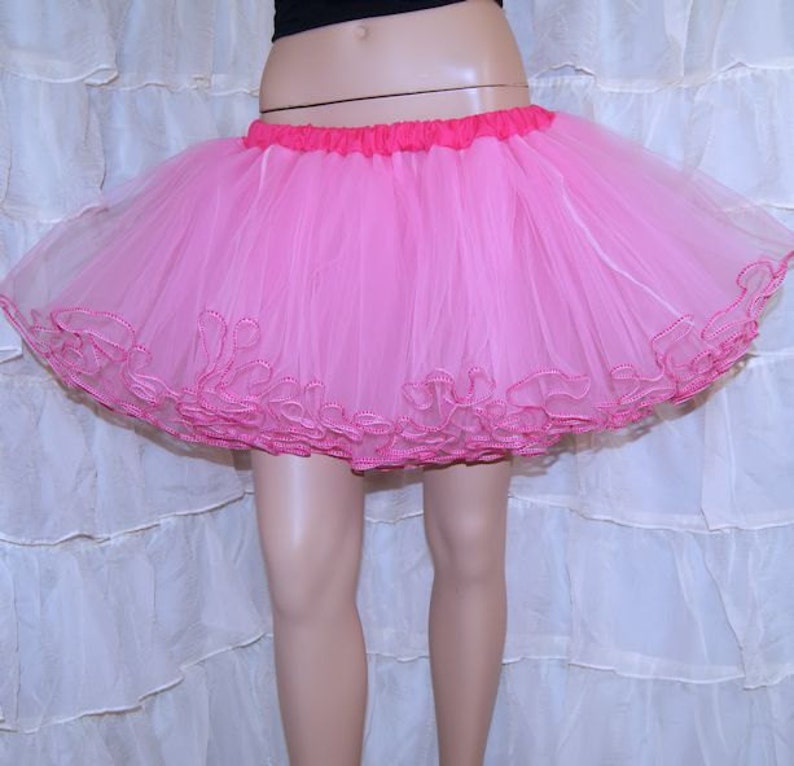 Sewn Tutu Pastel Pink and Fuchsia Piped Costume tulle cosplay costume Crinoline Skirt MTCoffinz Adult All Sizes image 1